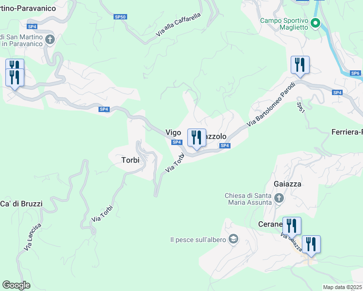 map of restaurants, bars, coffee shops, grocery stores, and more near 2 Via San Martino in Vigo