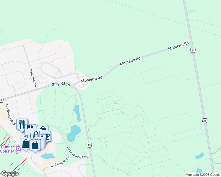 map of restaurants, bars, coffee shops, grocery stores, and more near 156 Snowbridge Way in Grey County