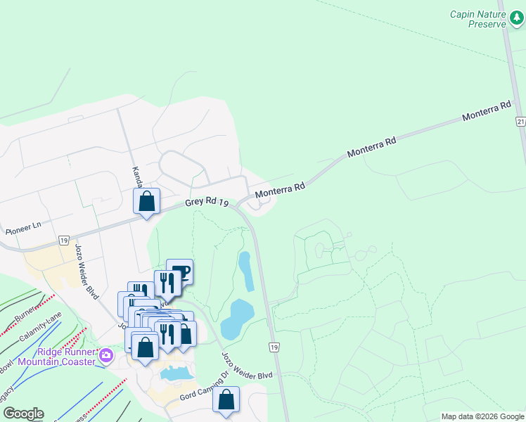 map of restaurants, bars, coffee shops, grocery stores, and more near 104 Brooker Boulevard in The Blue Mountains