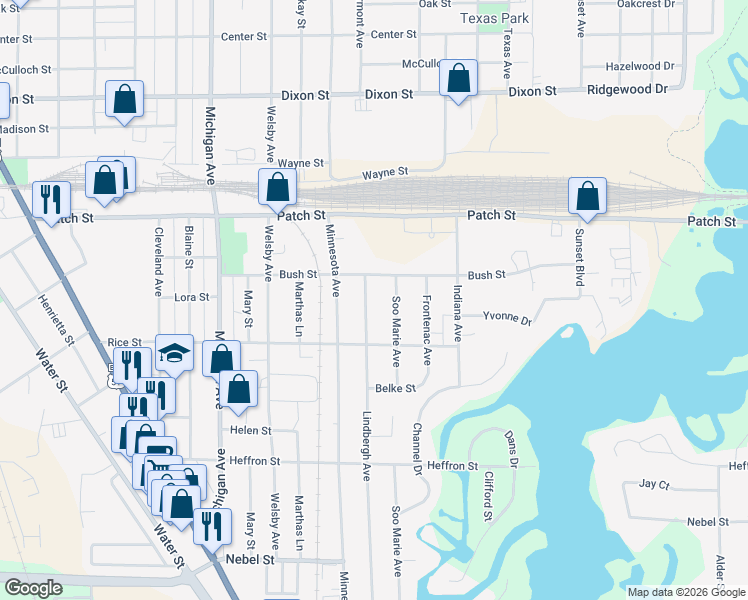 map of restaurants, bars, coffee shops, grocery stores, and more near 2733 Lindbergh Avenue in Stevens Point
