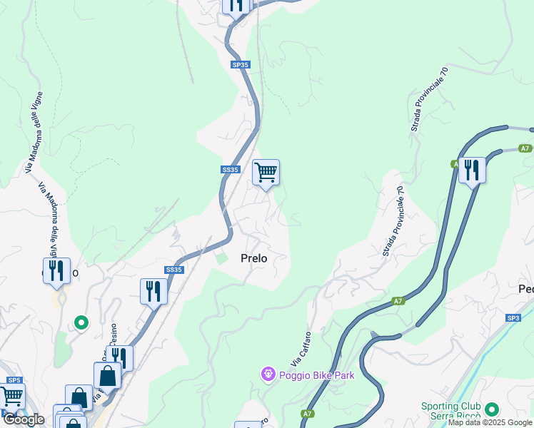 map of restaurants, bars, coffee shops, grocery stores, and more near 40 Via M. Chiocchetti in Prelo