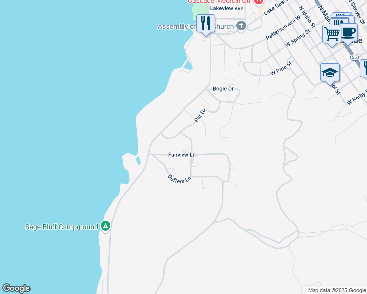 map of restaurants, bars, coffee shops, grocery stores, and more near 180 Fairview Lane in Cascade