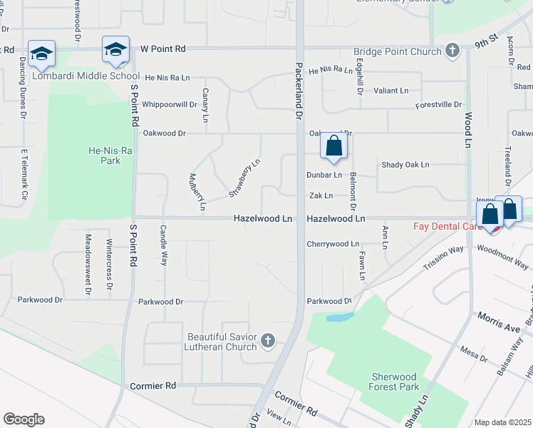 map of restaurants, bars, coffee shops, grocery stores, and more near 2640 Hazelwood Lane in Green Bay