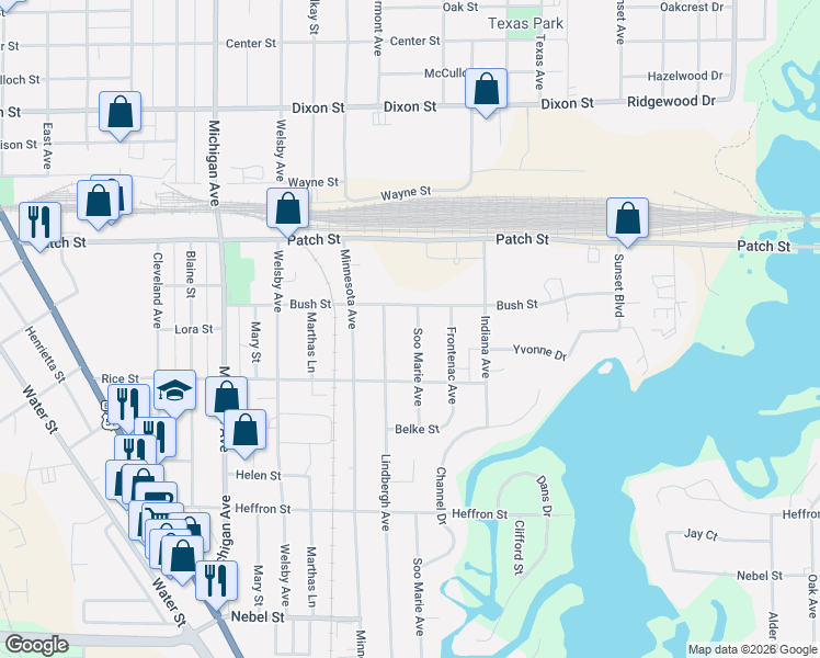 map of restaurants, bars, coffee shops, grocery stores, and more near 2733 Lindbergh Avenue in Stevens Point