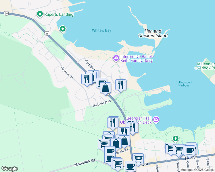 map of restaurants, bars, coffee shops, grocery stores, and more near in 