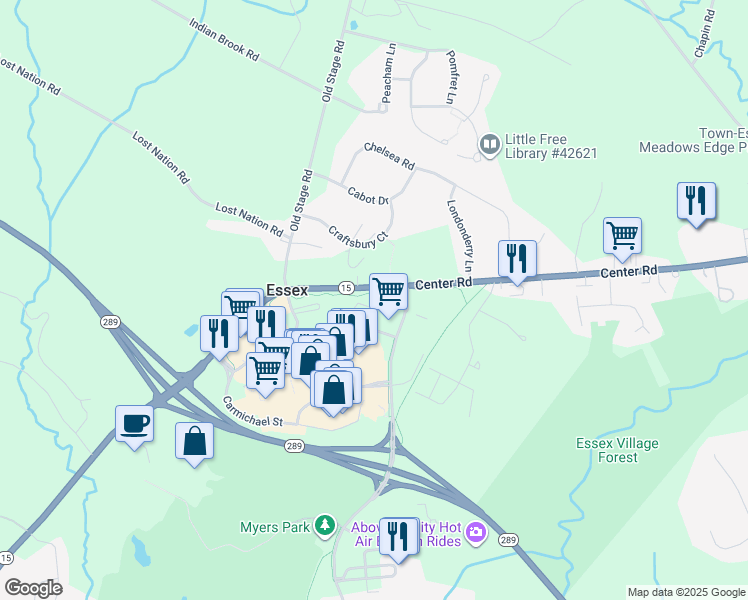 map of restaurants, bars, coffee shops, grocery stores, and more near 20 Carmichael Street in Essex