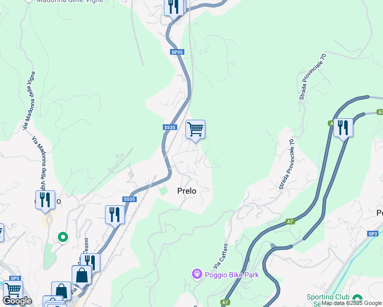 map of restaurants, bars, coffee shops, grocery stores, and more near 40 Via M. Chiocchetti in Prelo
