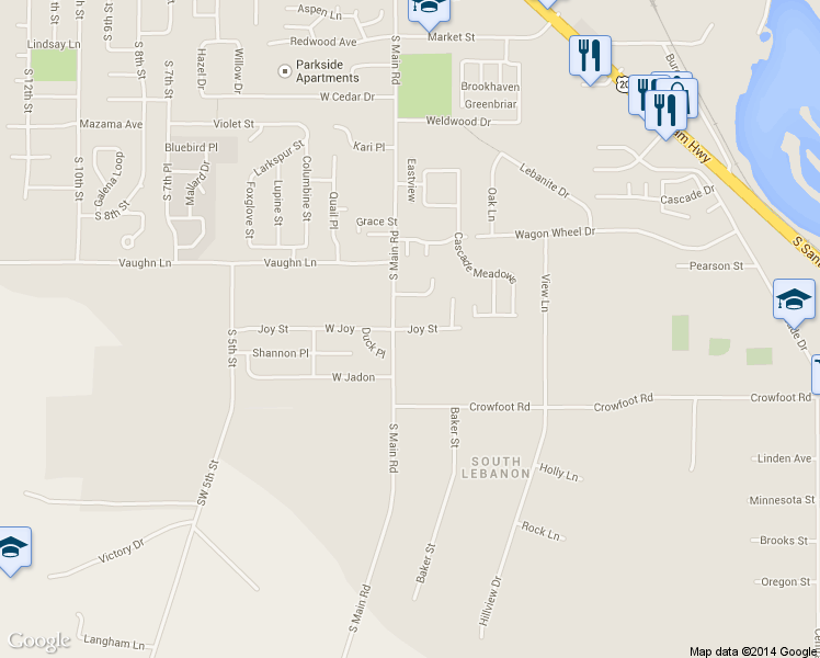 map of restaurants, bars, coffee shops, grocery stores, and more near 67 Joy Street in Lebanon
