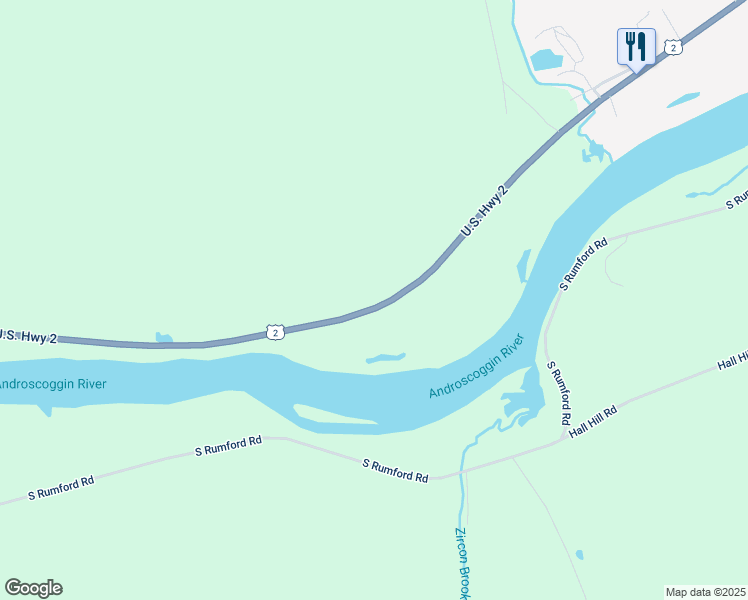 map of restaurants, bars, coffee shops, grocery stores, and more near 1106 U.S. 2 in Rumford