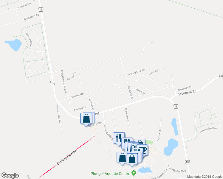 map of restaurants, bars, coffee shops, grocery stores, and more near 169 Settlers Way in Grey County