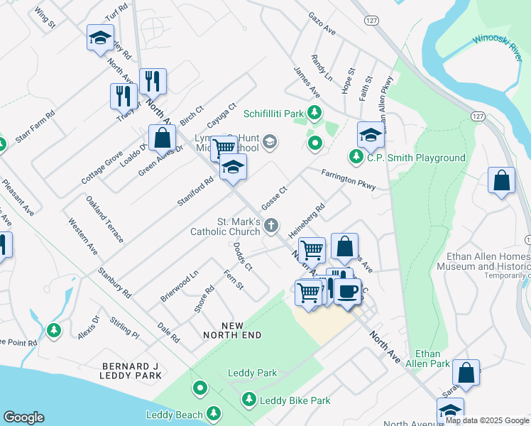 map of restaurants, bars, coffee shops, grocery stores, and more near 5 Gosse Court in Burlington