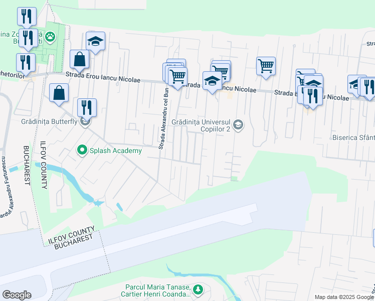 map of restaurants, bars, coffee shops, grocery stores, and more near 103 Erou Iancu Nicolae 103 in Voluntari