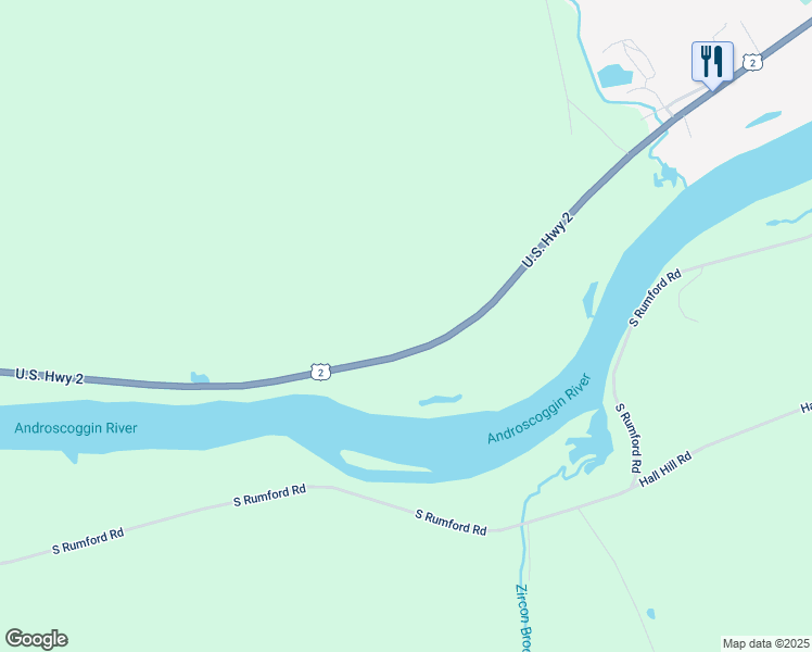 map of restaurants, bars, coffee shops, grocery stores, and more near 1106 U.S. 2 in Rumford