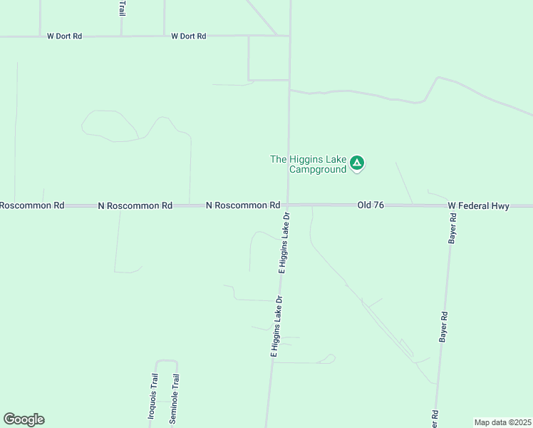 map of restaurants, bars, coffee shops, grocery stores, and more near 8039 North Higgins Lake Drive in Roscommon