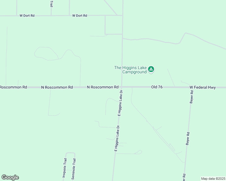 map of restaurants, bars, coffee shops, grocery stores, and more near 8039-8177 North Higgins Lake Drive in Roscommon