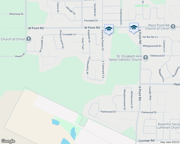 map of restaurants, bars, coffee shops, grocery stores, and more near 1954 West Telemark Circle in Green Bay