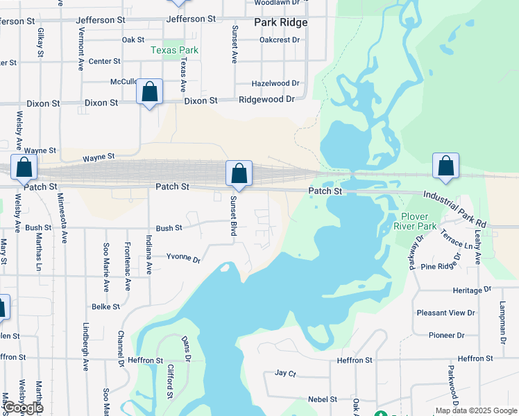 map of restaurants, bars, coffee shops, grocery stores, and more near 2600 Bush Court in Stevens Point