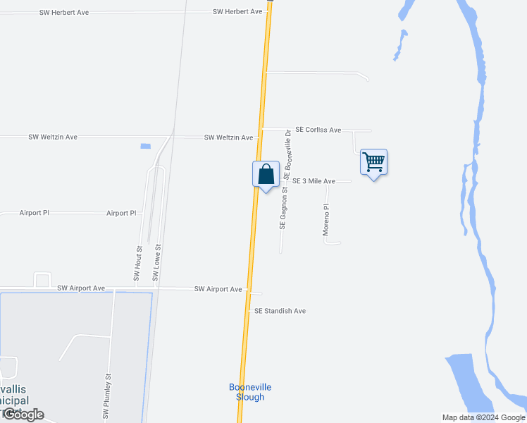 map of restaurants, bars, coffee shops, grocery stores, and more near 4930 Southeast Gagnon Street in Corvallis