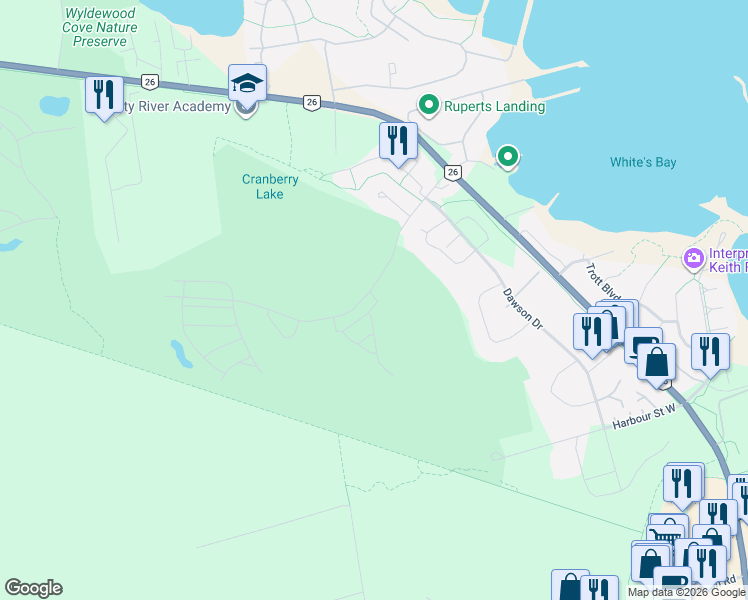 map of restaurants, bars, coffee shops, grocery stores, and more near 6 Joseph Trail in Collingwood