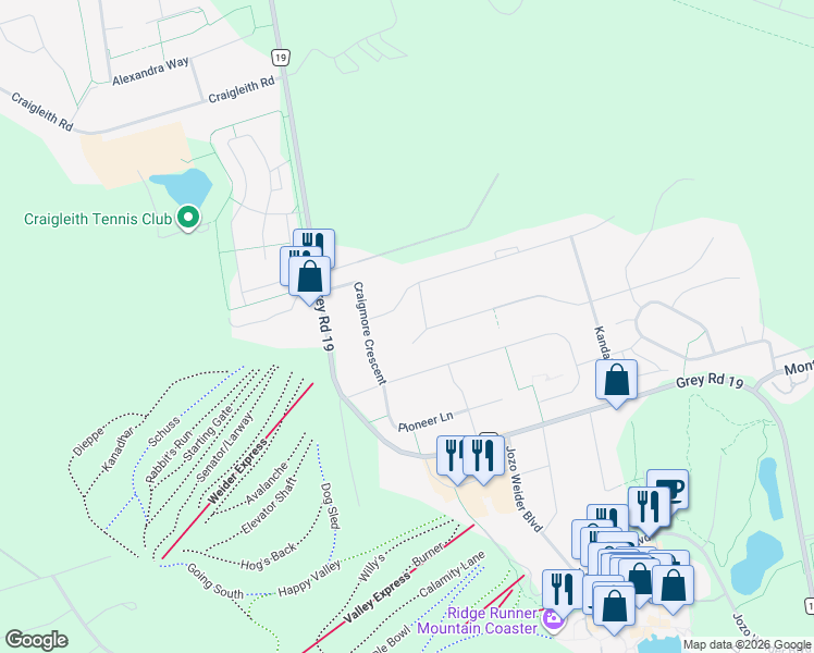 map of restaurants, bars, coffee shops, grocery stores, and more near 105 Pilsen Way in The Blue Mountains