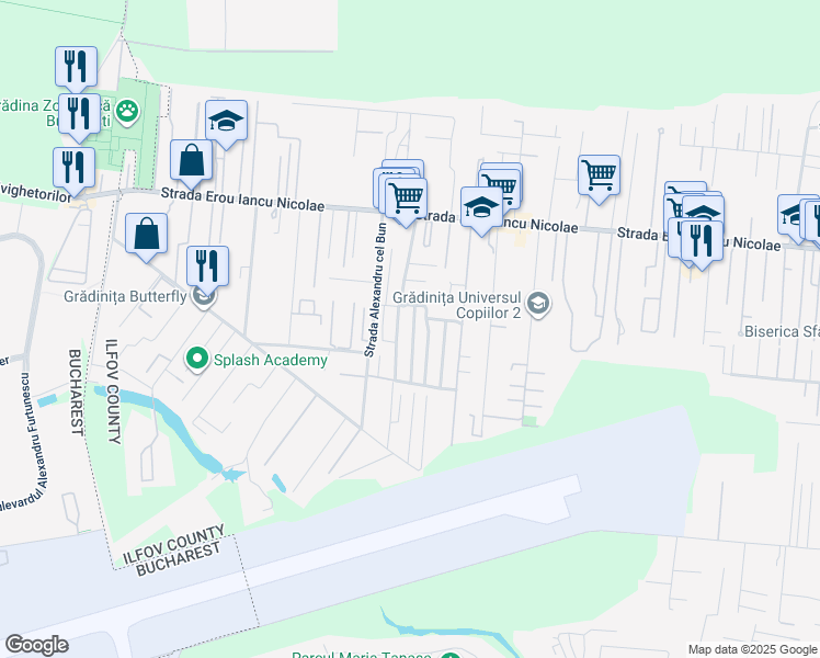 map of restaurants, bars, coffee shops, grocery stores, and more near 103 Erou Iancu Nicolae 103 in Voluntari