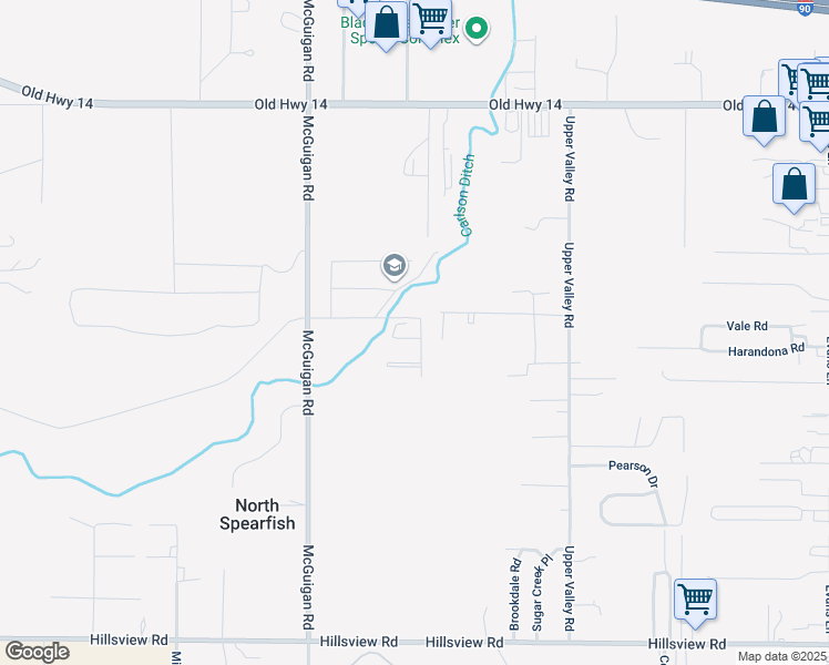 map of restaurants, bars, coffee shops, grocery stores, and more near 2555 Clear Spring Road in Spearfish