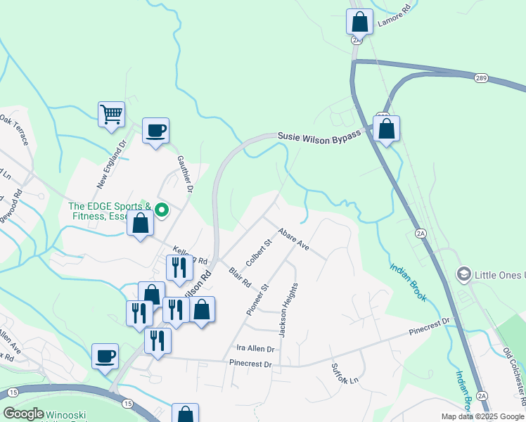 map of restaurants, bars, coffee shops, grocery stores, and more near 78 Susie Wilson Road in Essex