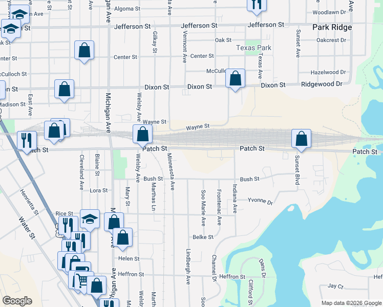 map of restaurants, bars, coffee shops, grocery stores, and more near 2833 Patch Street in Stevens Point