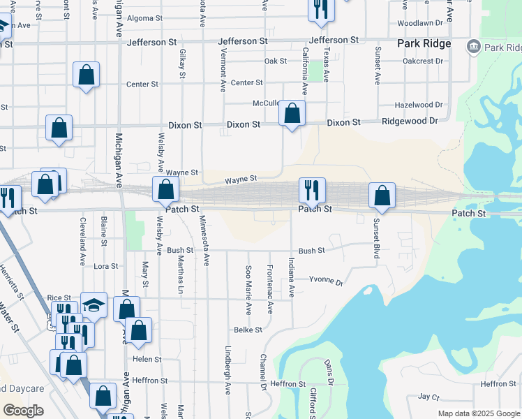 map of restaurants, bars, coffee shops, grocery stores, and more near 2800-3298 Patch St in Stevens Point