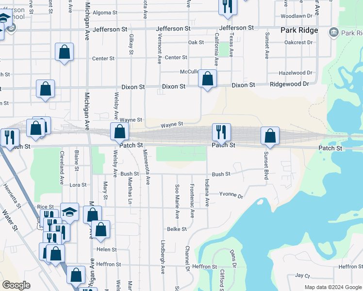map of restaurants, bars, coffee shops, grocery stores, and more near 2800-3298 Patch St in Stevens Point