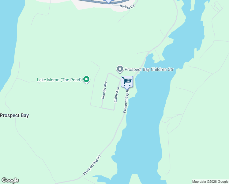 map of restaurants, bars, coffee shops, grocery stores, and more near 31 Elaine Avenue in Prospect Bay