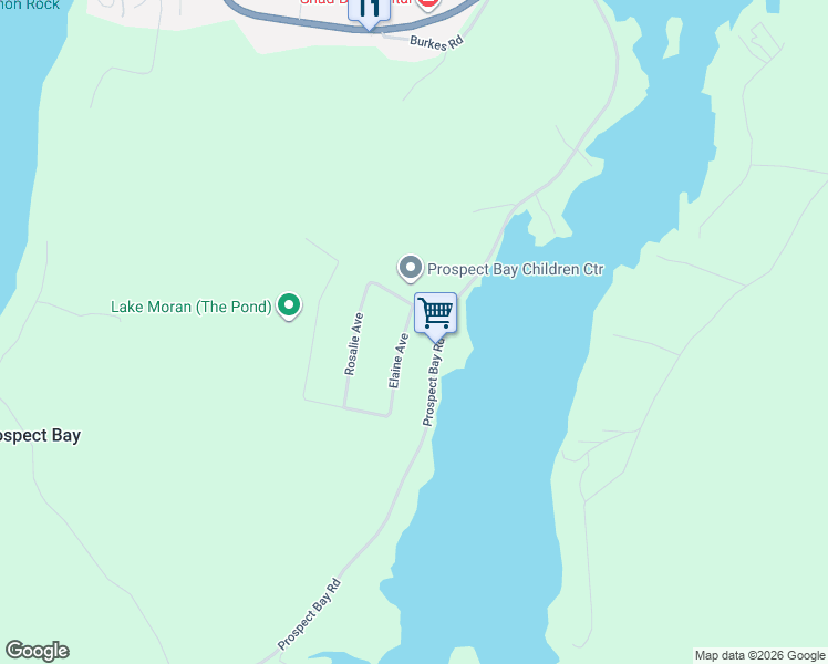 map of restaurants, bars, coffee shops, grocery stores, and more near 24 Elaine Avenue in Prospect Bay