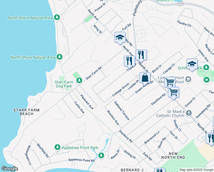 map of restaurants, bars, coffee shops, grocery stores, and more near 167 Tracy Drive in Burlington