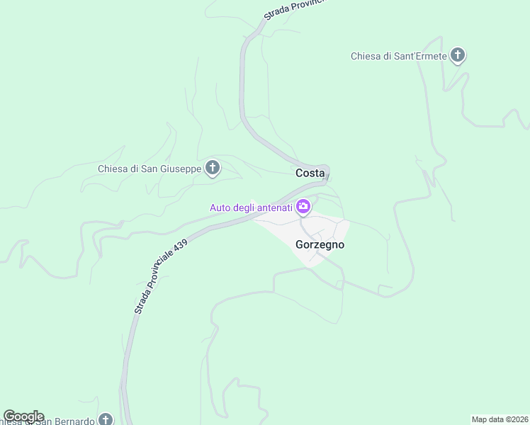 map of restaurants, bars, coffee shops, grocery stores, and more near 14 Strada Provinciale 439 in Provincia di Cuneo