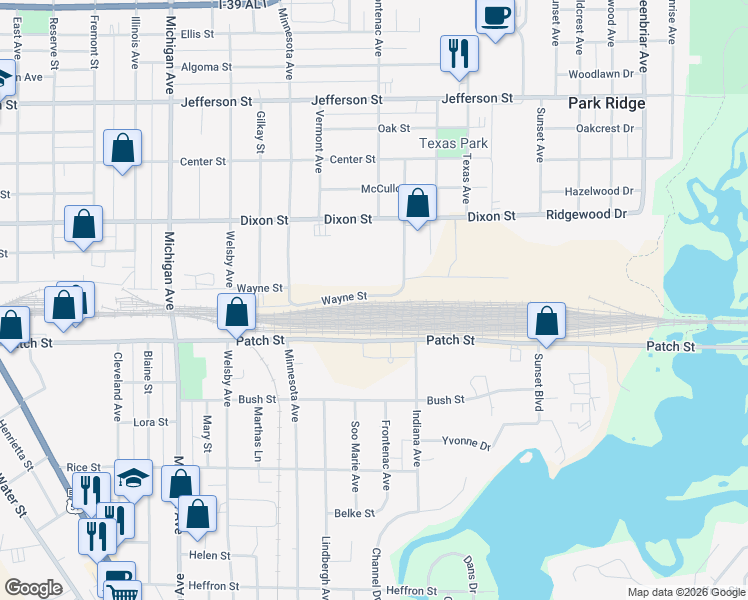 map of restaurants, bars, coffee shops, grocery stores, and more near 2498 Indiana Avenue in Stevens Point