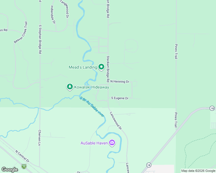map of restaurants, bars, coffee shops, grocery stores, and more near 11818 Steckert Bridge Road in Roscommon