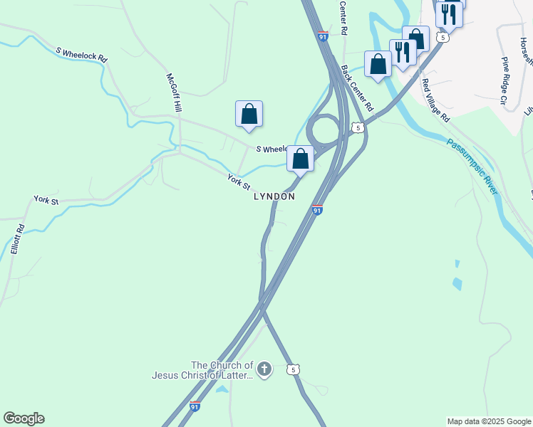 map of restaurants, bars, coffee shops, grocery stores, and more near 25 York Street in Lyndon