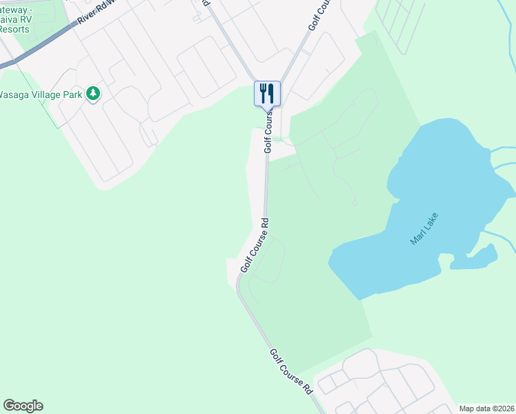 map of restaurants, bars, coffee shops, grocery stores, and more near 468 Golf Course Road in Wasaga Beach