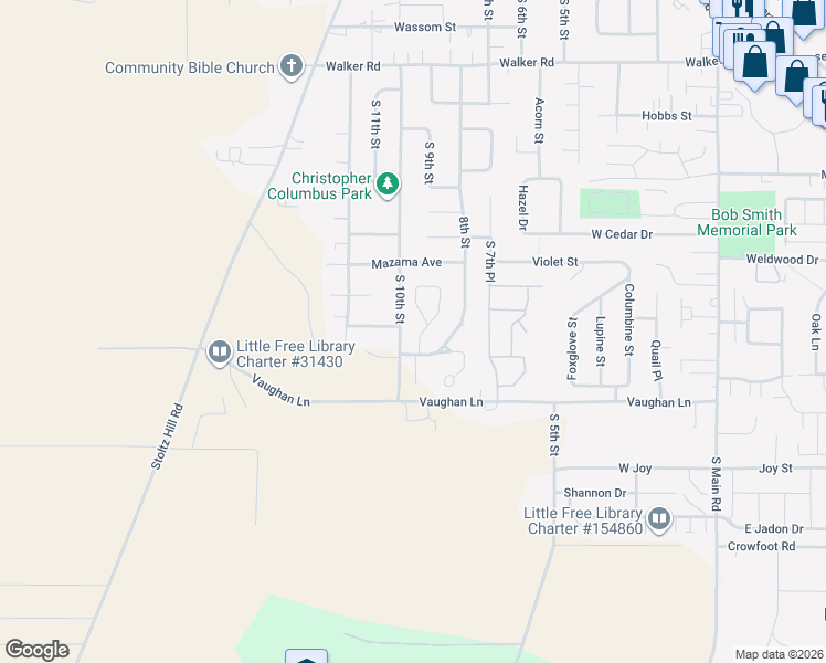 map of restaurants, bars, coffee shops, grocery stores, and more near 3281 Galena Loop in Lebanon
