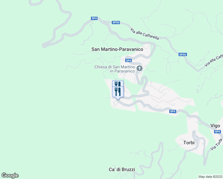 map of restaurants, bars, coffee shops, grocery stores, and more near Strada Provinciale 4 in San Martino-paravanico