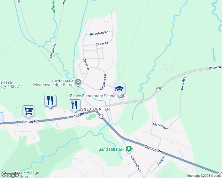 map of restaurants, bars, coffee shops, grocery stores, and more near 2 Iris Street in Essex