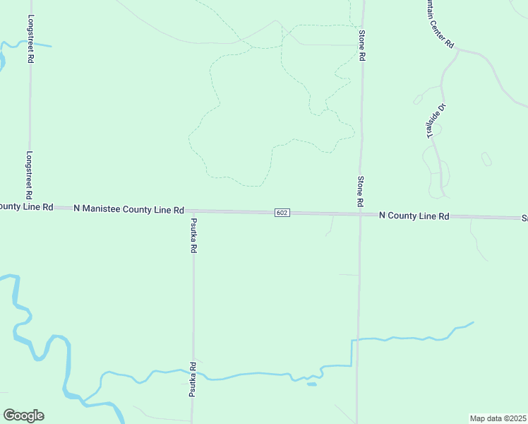 map of restaurants, bars, coffee shops, grocery stores, and more near North Manistee County Line Road in Thompsonville