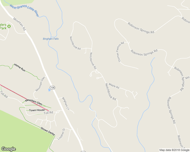 map of restaurants, bars, coffee shops, grocery stores, and more near 1229 Notchbrook Road in Stowe
