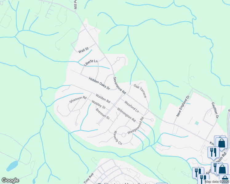 map of restaurants, bars, coffee shops, grocery stores, and more near 14 Hidden Oaks Drive in Colchester