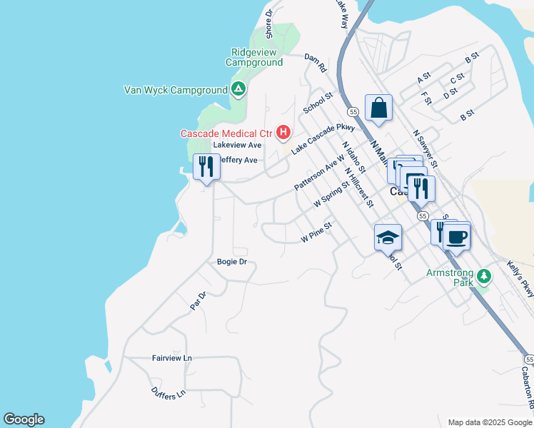 map of restaurants, bars, coffee shops, grocery stores, and more near 415 Patterson in Cascade