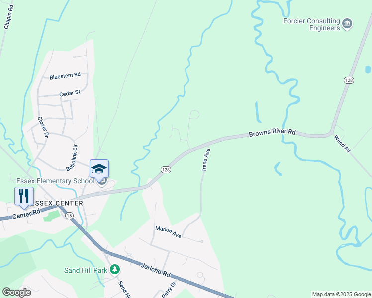 map of restaurants, bars, coffee shops, grocery stores, and more near 62 Browns River Road in Essex