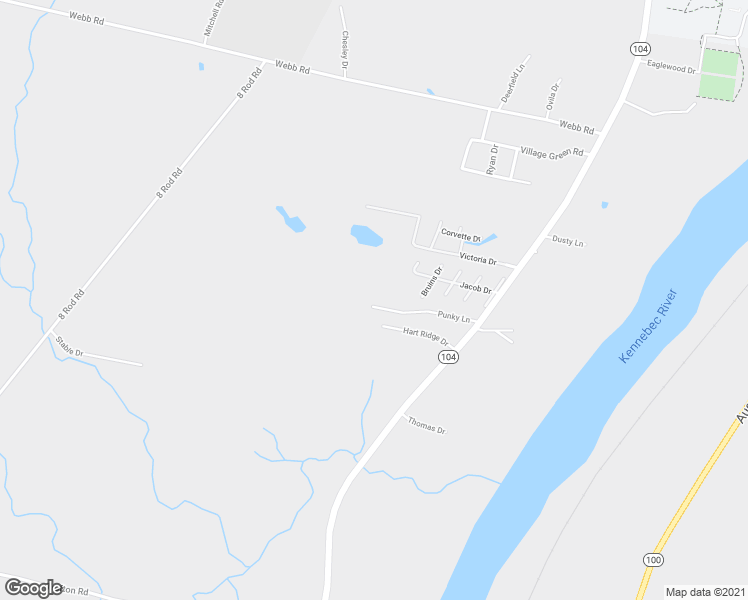 map of restaurants, bars, coffee shops, grocery stores, and more near 19 Punky Lane in Waterville