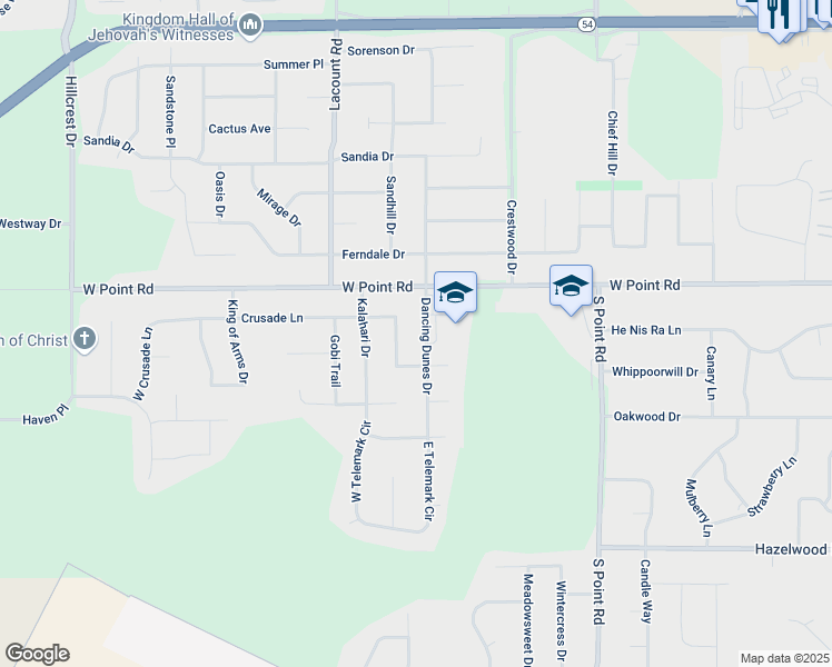 map of restaurants, bars, coffee shops, grocery stores, and more near 1606 Dancing Dunes Drive in Green Bay