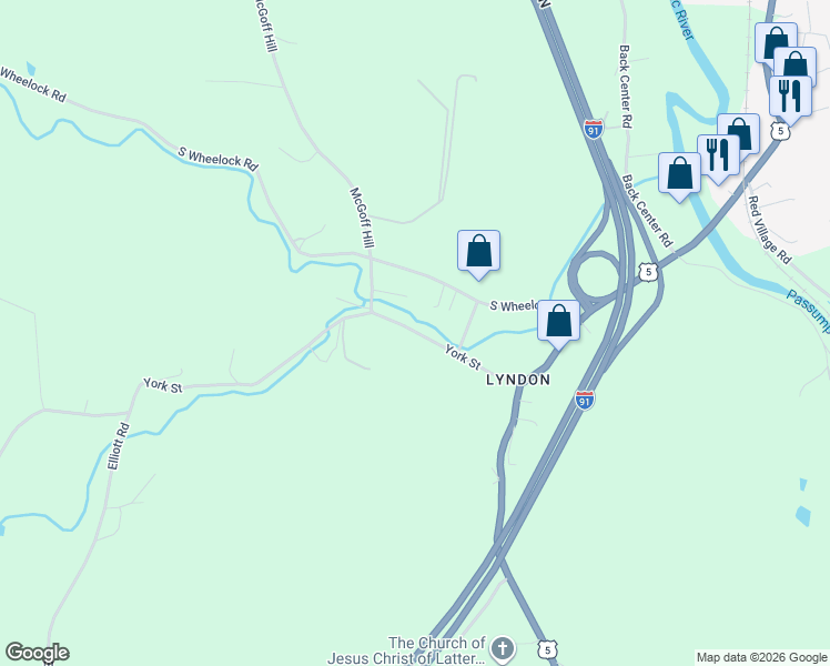 map of restaurants, bars, coffee shops, grocery stores, and more near 219 York Street in Lyndon