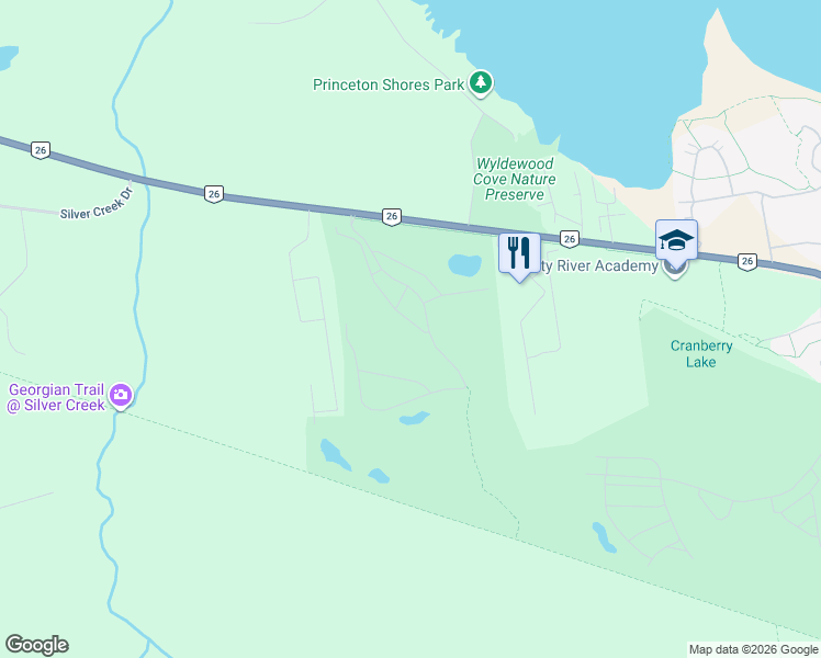map of restaurants, bars, coffee shops, grocery stores, and more near 57 Barker Boulevard in Collingwood